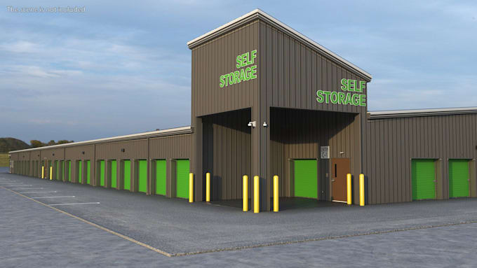 create 3d self storage facility design, mini storage unit, steel storage layout