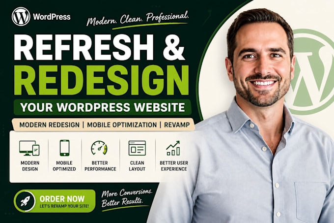 refresh wordpress website, modern redesign, mobile optimization, revamp