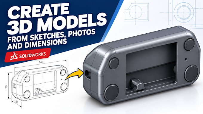 create 3d solidworks models from sketches, photos and dimensions
