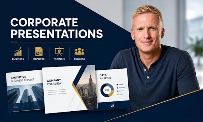 design corporate presentation design, executive business report, training slides