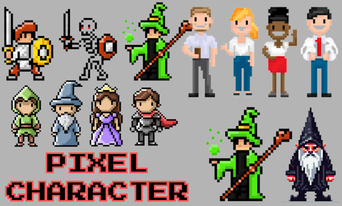 create high quality 8bit, 16bit pixel character pixel art sprite pixel animation