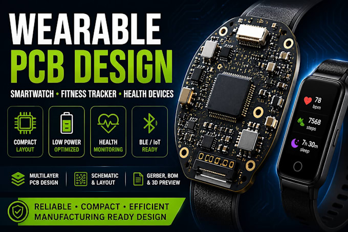 Design wearable pcb for smartwatch, fitness tracker and health devices ...
