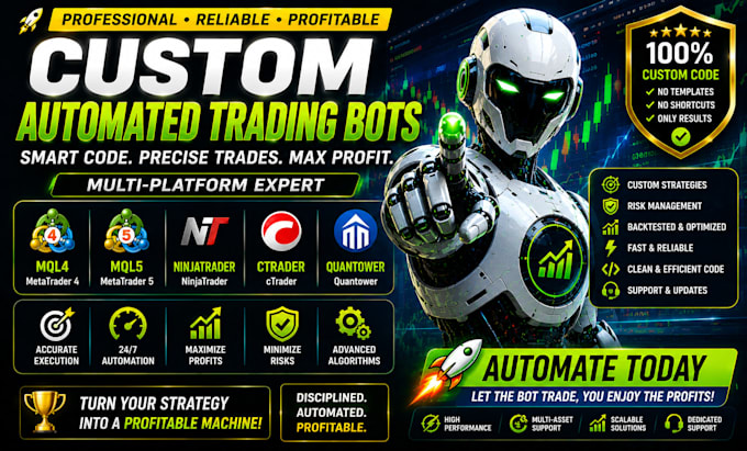 create custom automated trading bots for mql4 mql5 ninjatrader ctrader quantower