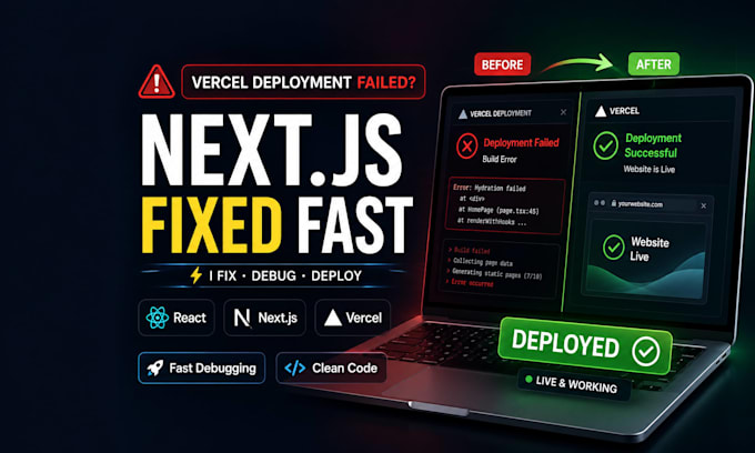 fix react nextjs bugs and vercel deployment errors