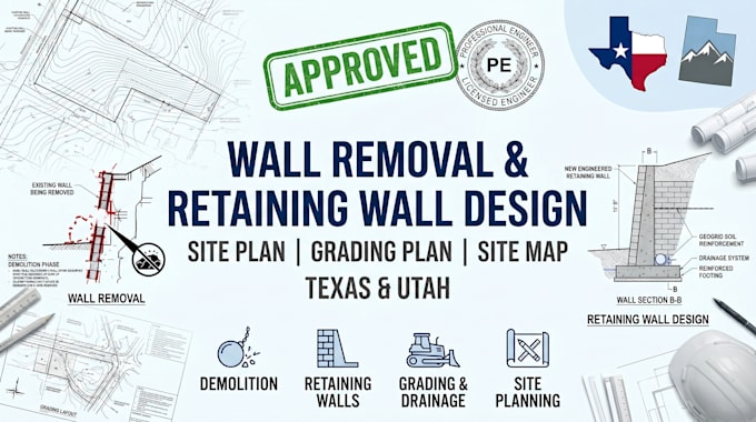 wall removal and wall design site plan grading site map texas utah