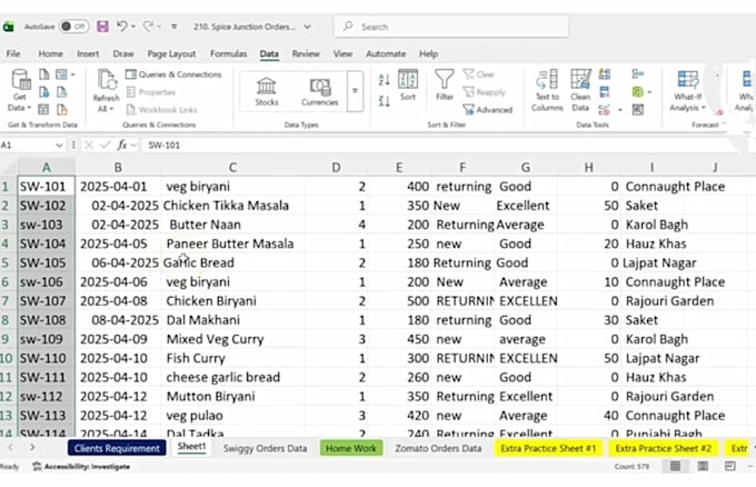 work on typing on excel