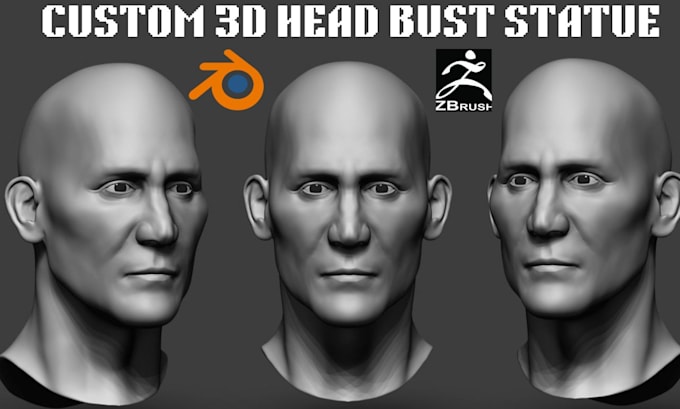 sculpt realistic custom 3d head bust 3d face model statue stl for 3d printing