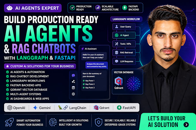 build ai agents, rag chatbots and langgraph fastapi systems