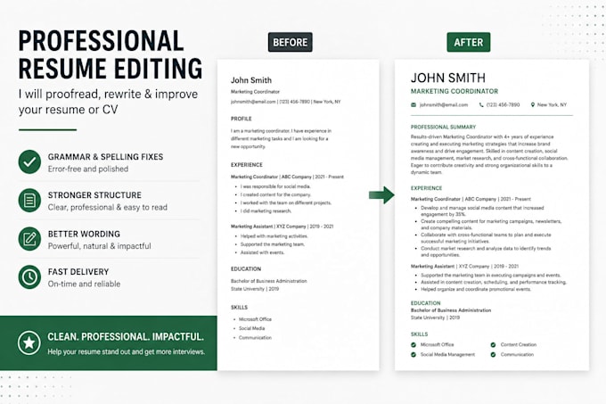 proofread and edit your resume or CV professionally