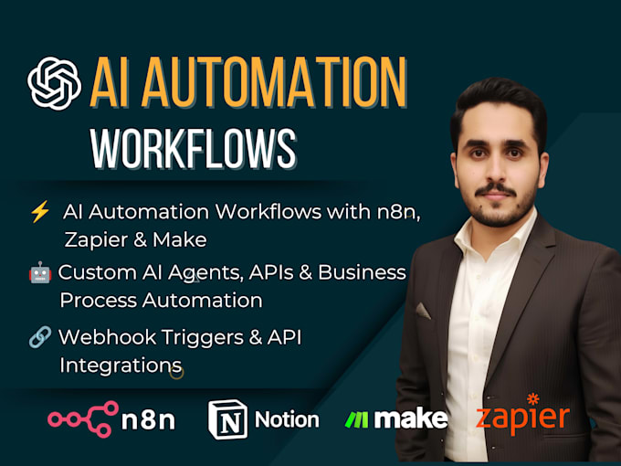 build ai automation workflows using n8n, make, zapier or custom ai agent