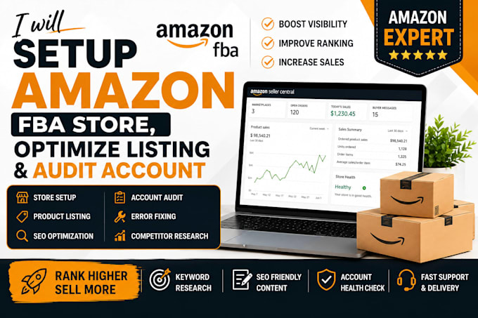 setup amazon fba store optimize listing seo and audit account