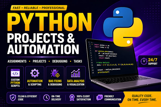 do python projects, assignments, debugging and automation