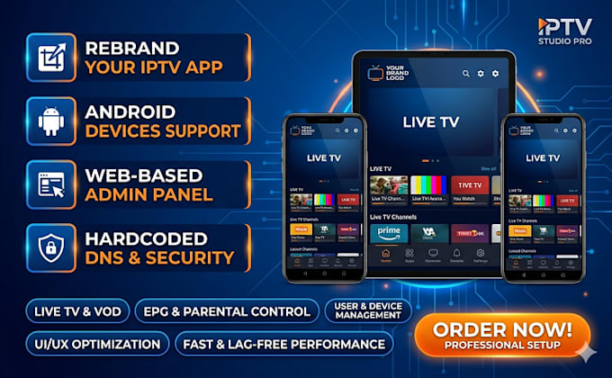 rebrand your iptv app for android devices with admin panel