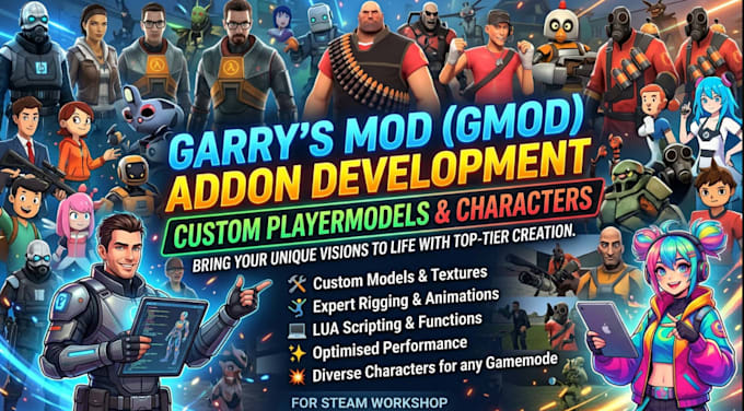 create custom garrys mod addons, npcs and playermodels