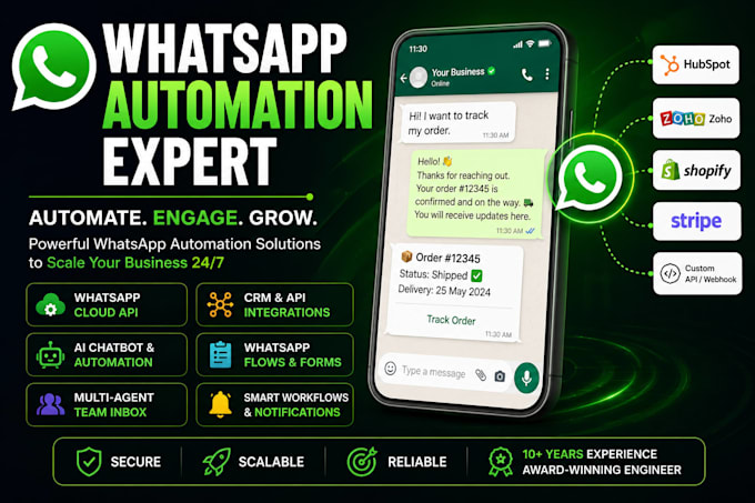 build whatsapp automation with cloud API, ai chatbot and CRM integration