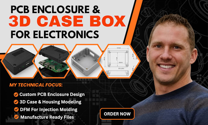 create pcb enclosure design and 3d case box electronic enclosure for manufacture