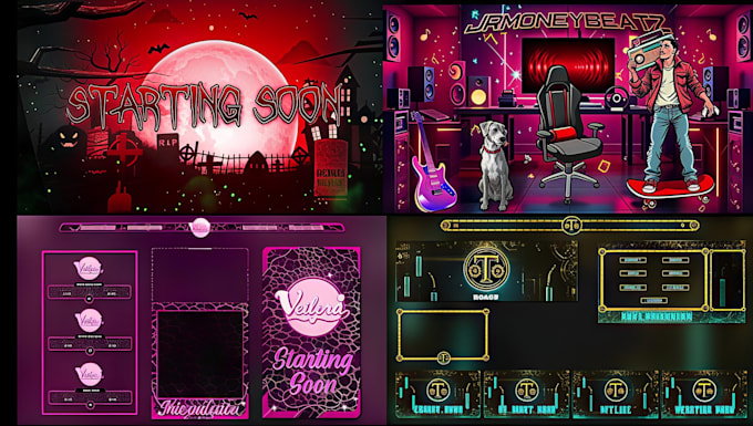 design animated starting soon brb offline stream screens for twitch kick youtube