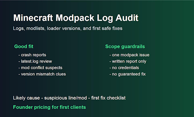 audit your minecraft modpack logs and suggest fixes