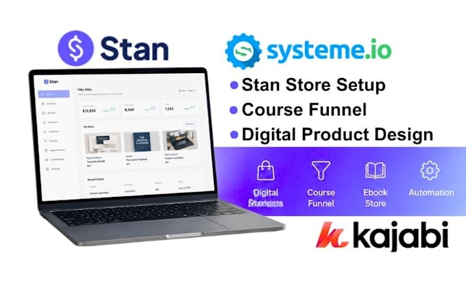 setup stan store digital product, course funnel, ebook, coaching website