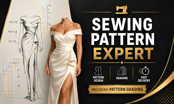 create a professional sewing pattern, pattern grading and fashion pattern
