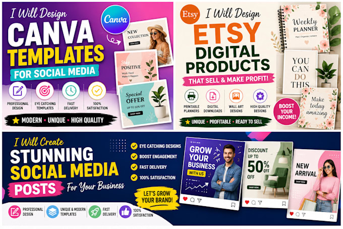 Design stunning canva social media digital products by Fiza77681 | Fiverr