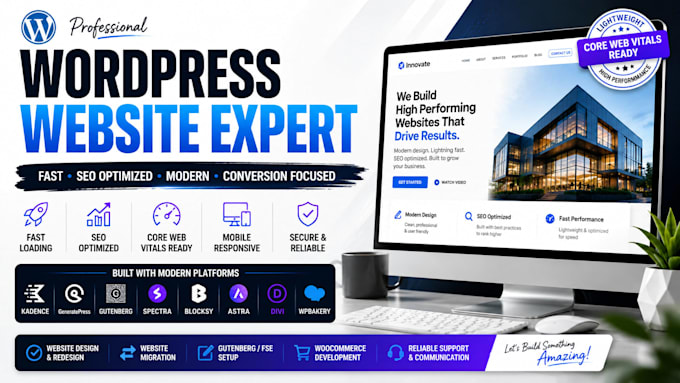 setup wordpress website using kadence blocks, gutenberg, spectra and blocksy