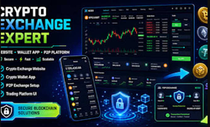 build crypto exchange website, p2p exchange website, crypto wallet app