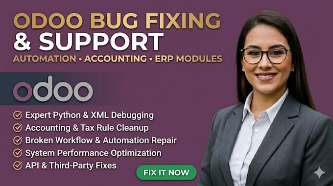 fix odoo crm erp workflow automation bugs and accounting modules system issues