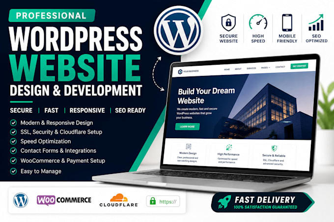 build a professional wordpress website with security SSL and optimization