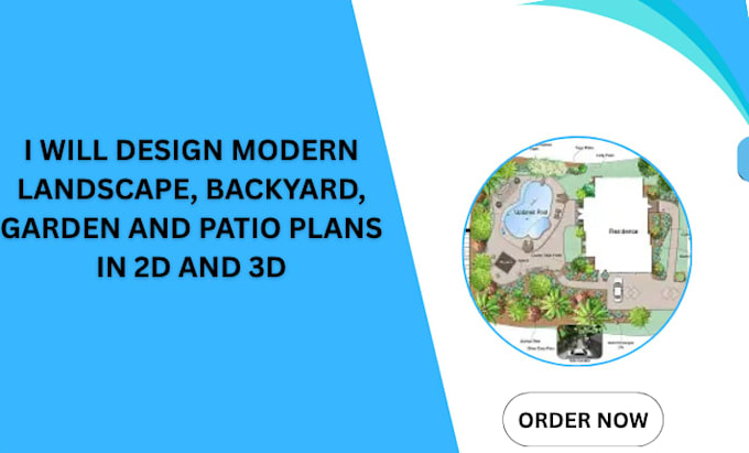 Modern landscape, backyard, garden and patio plans in 2d and 3d by ...