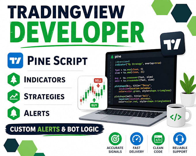 create tradingview pinescript indicator strategy and trading bot