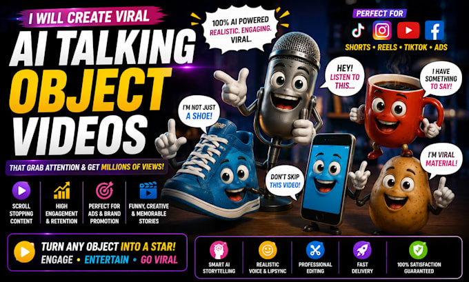 create viral ai talking object videos, ai talking fruit, funny ai content