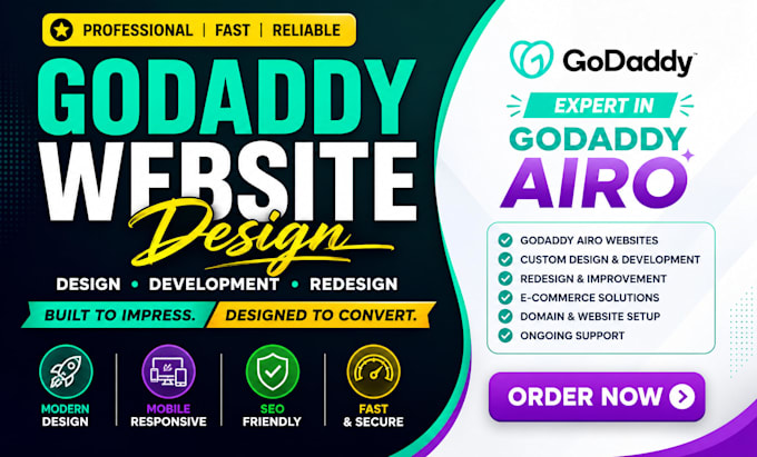 develop godaddy website design godaddy website development redesign godaddy airo
