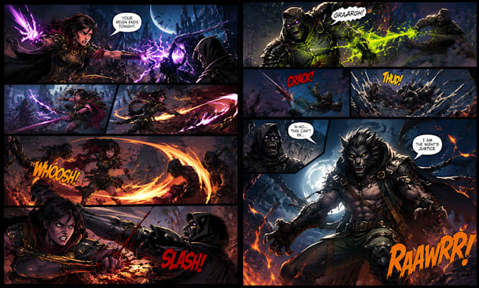 create cinematic comic book storyboards, sequential art, and graphic novel pages