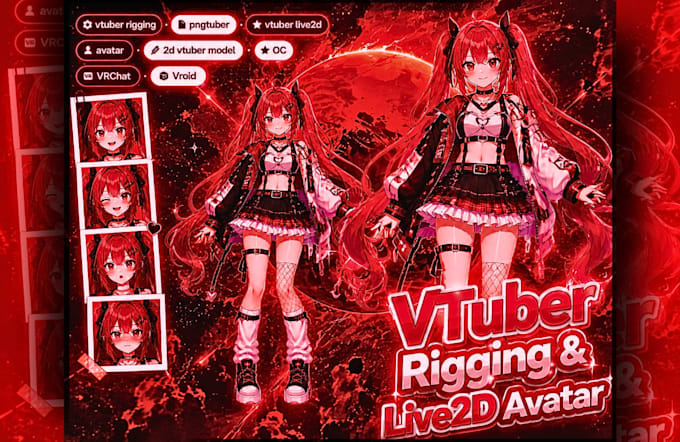 Vtuber rigging pngtuber live2d vtuber 2d vtuber model oc vtuber vrchat ...