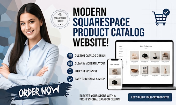 create modern squarespace product catalog website, product catalog design
