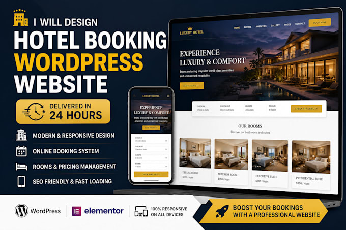 design a premium hotel booking wordpress website
