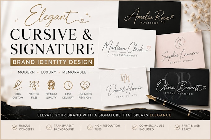 Identity Cursive Create elegant cursive and signature brand identity designs by ...