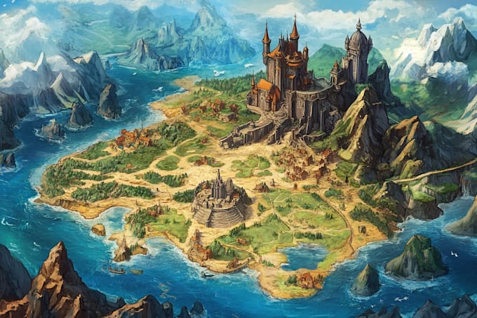 make fantasy map illustration for dnd