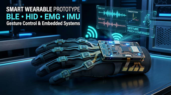 design wearable gesture prototype with ble, hid, emg imu smart wearables