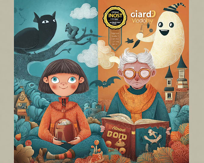 create cartoon children book illustrations