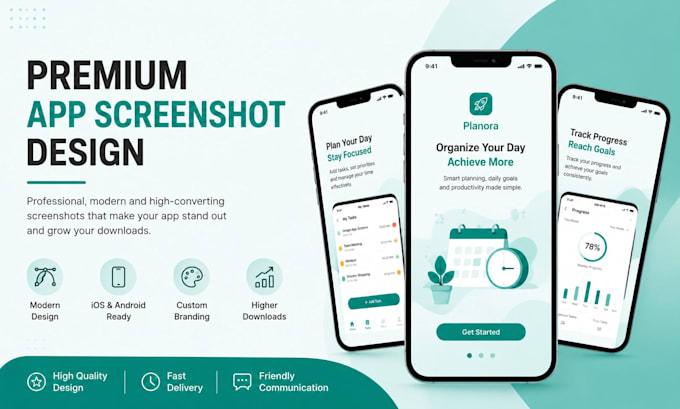 create professional app store and play store screenshot designs for mobile apps