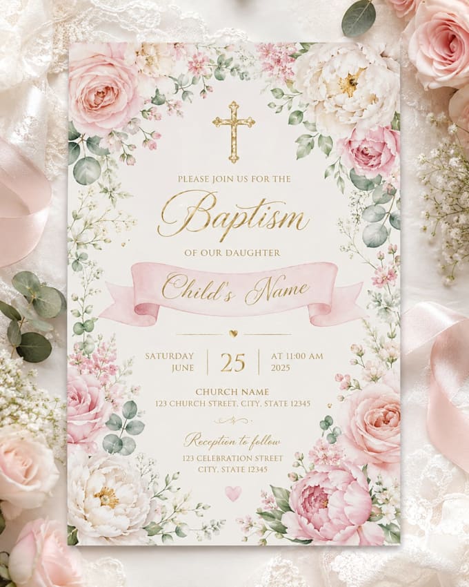 design a beautiful baptism invitation