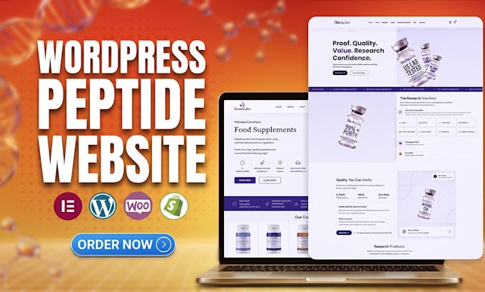 build wordpress website, fda compliant peptide website or research peptide store