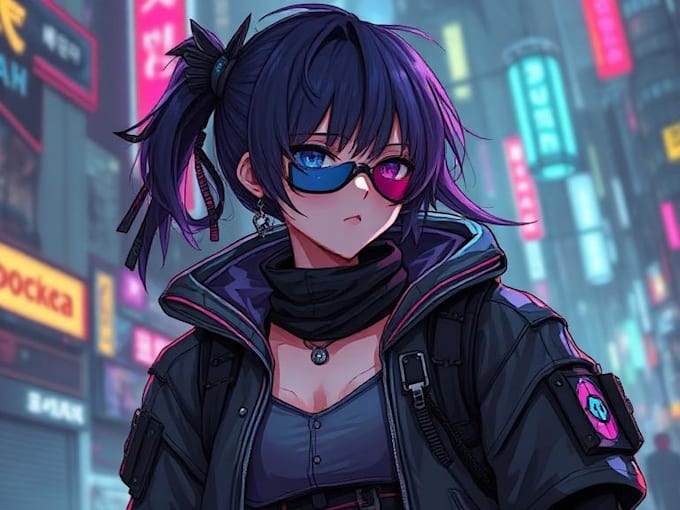 create a high quality cyberpunk character illustration for you