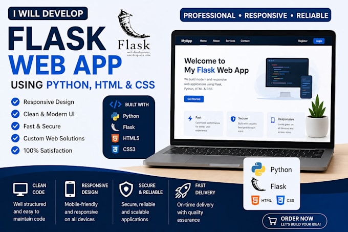 develop a flask web app using python HTML and CSS