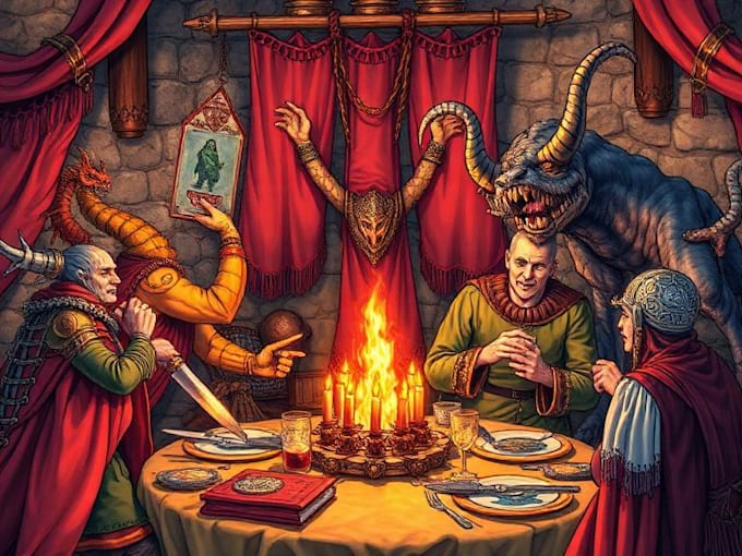 create a professional tabletop rpg dnd party illustration for you