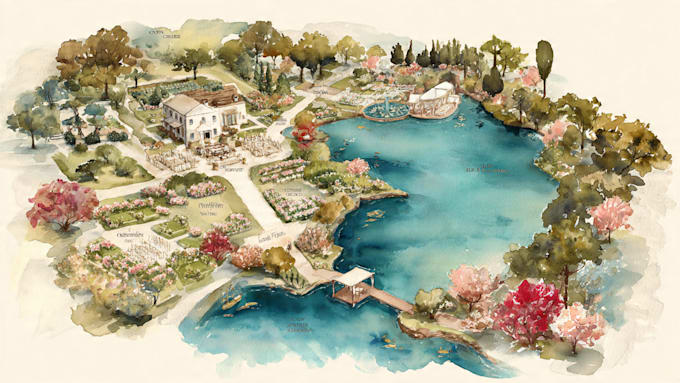 do custom watercolor wedding map