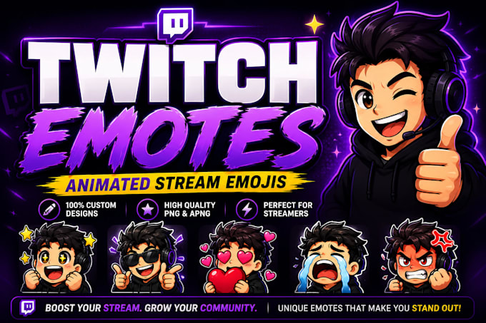 design custom twitch emotes and animated stream emojis for streamers