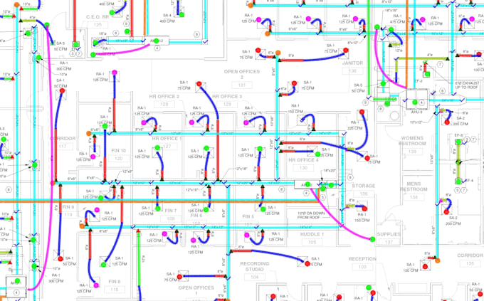 hvac duct, piping, and plumbing takeoff with cost estimate